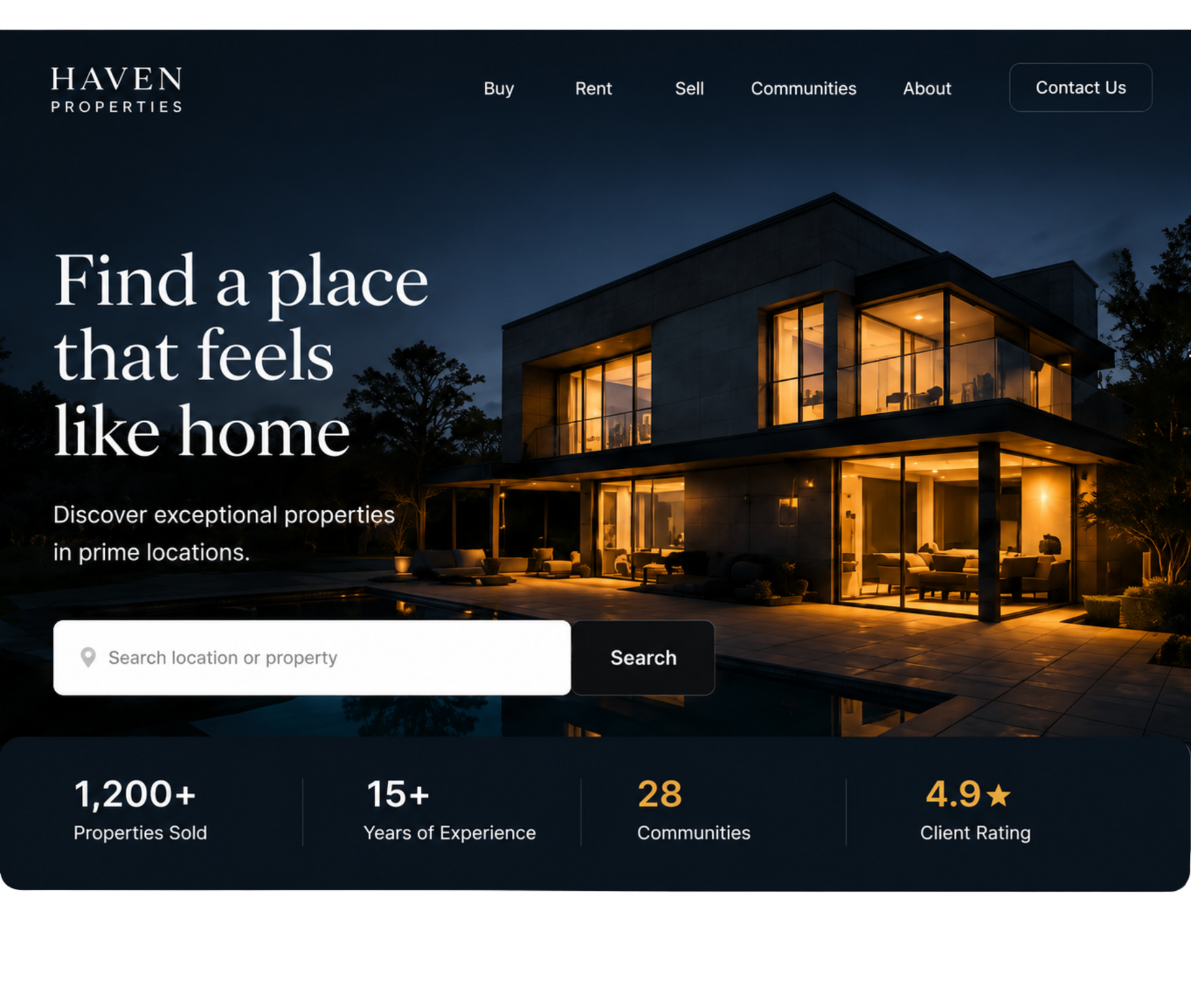 Haven Properties website preview